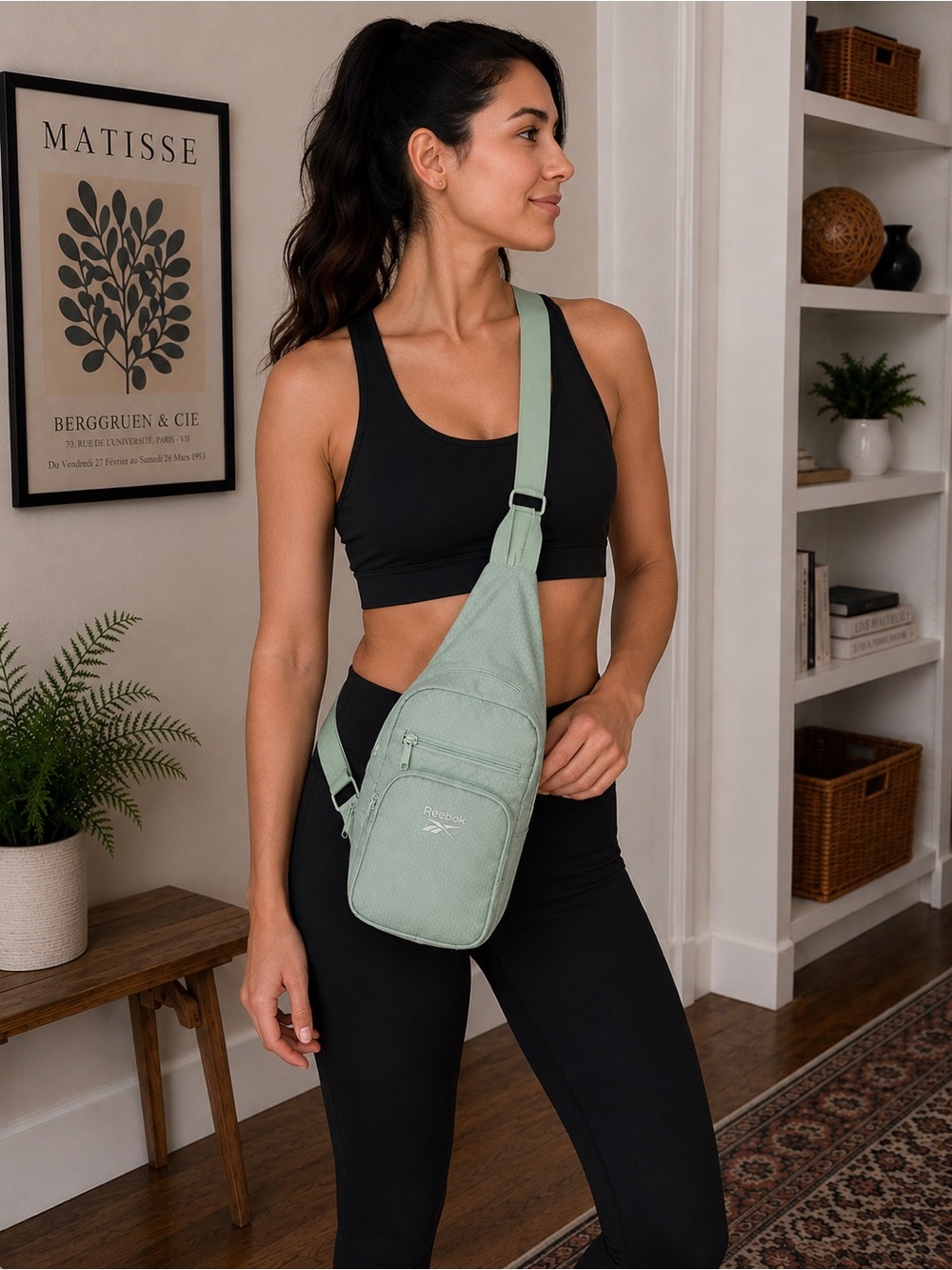 Reebok Mint Green Sling Backpack Crossbody Bag NWT Lightweight Sport Travel